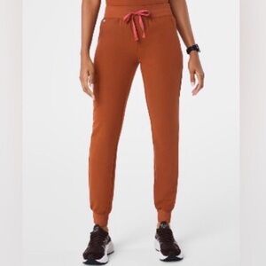 Figs Rust Jogger Pants with Pink Drawstring